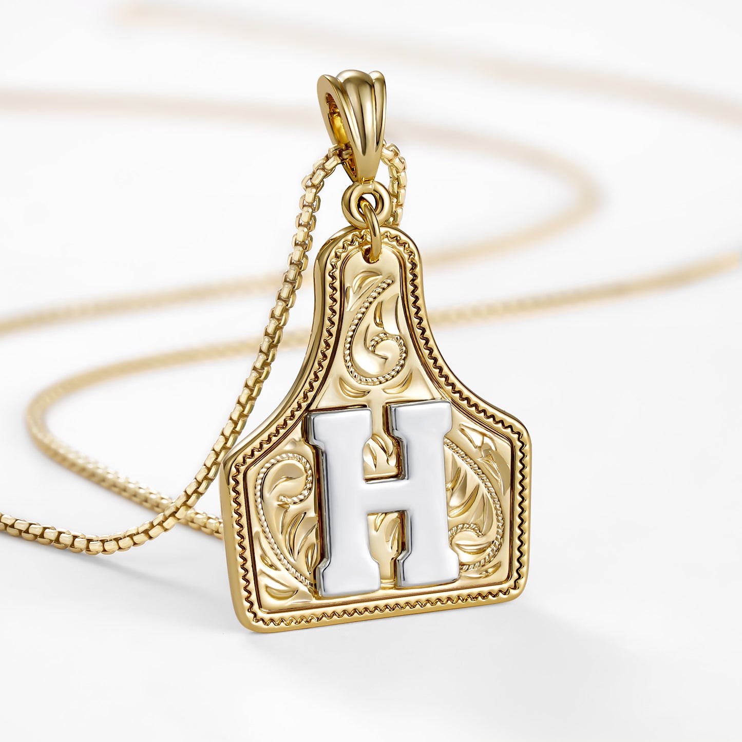 KISSYAN Letter Pendant CowTag Initial Necklace