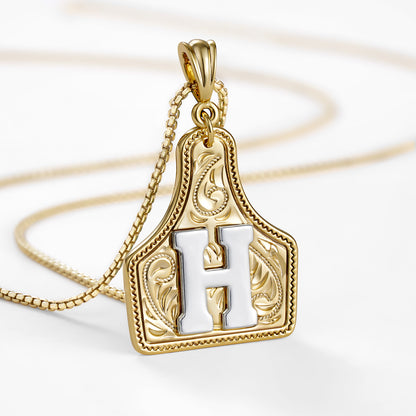 KISSYAN Letter Pendant CowTag Initial Necklace