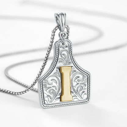 KISSYAN Letter Pendant CowTag Initial Necklace