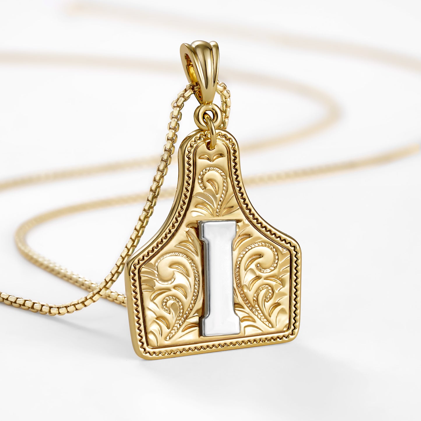 KISSYAN Letter Pendant CowTag Initial Necklace