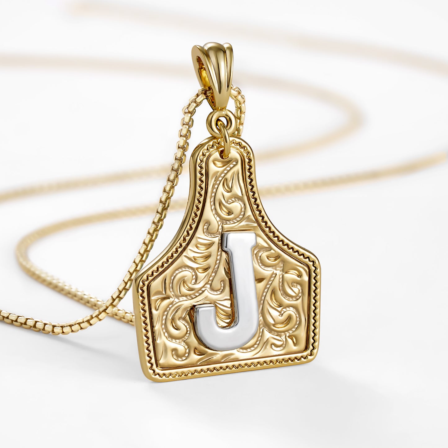 KISSYAN Letter Pendant CowTag Initial Necklace