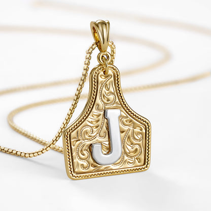 KISSYAN Letter Pendant CowTag Initial Necklace