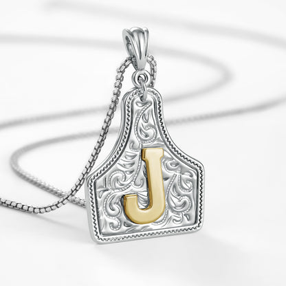 KISSYAN Letter Pendant CowTag Initial Necklace