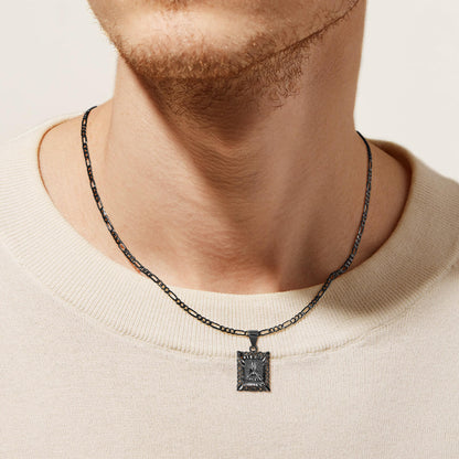 KissYan Initial Letter Pendant Necklace for Men Womens, 18K Gold Plated Square Capital Monogram Necklace Alhpabets from A-Z Figaro Chain Necklace