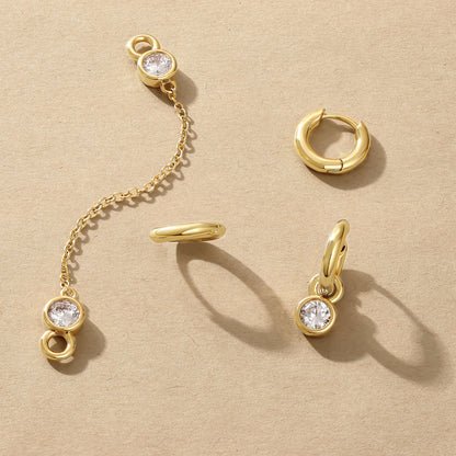 KissYan Single/Double Detachable Multi-Wear Huggie Hoop Chain Earrings