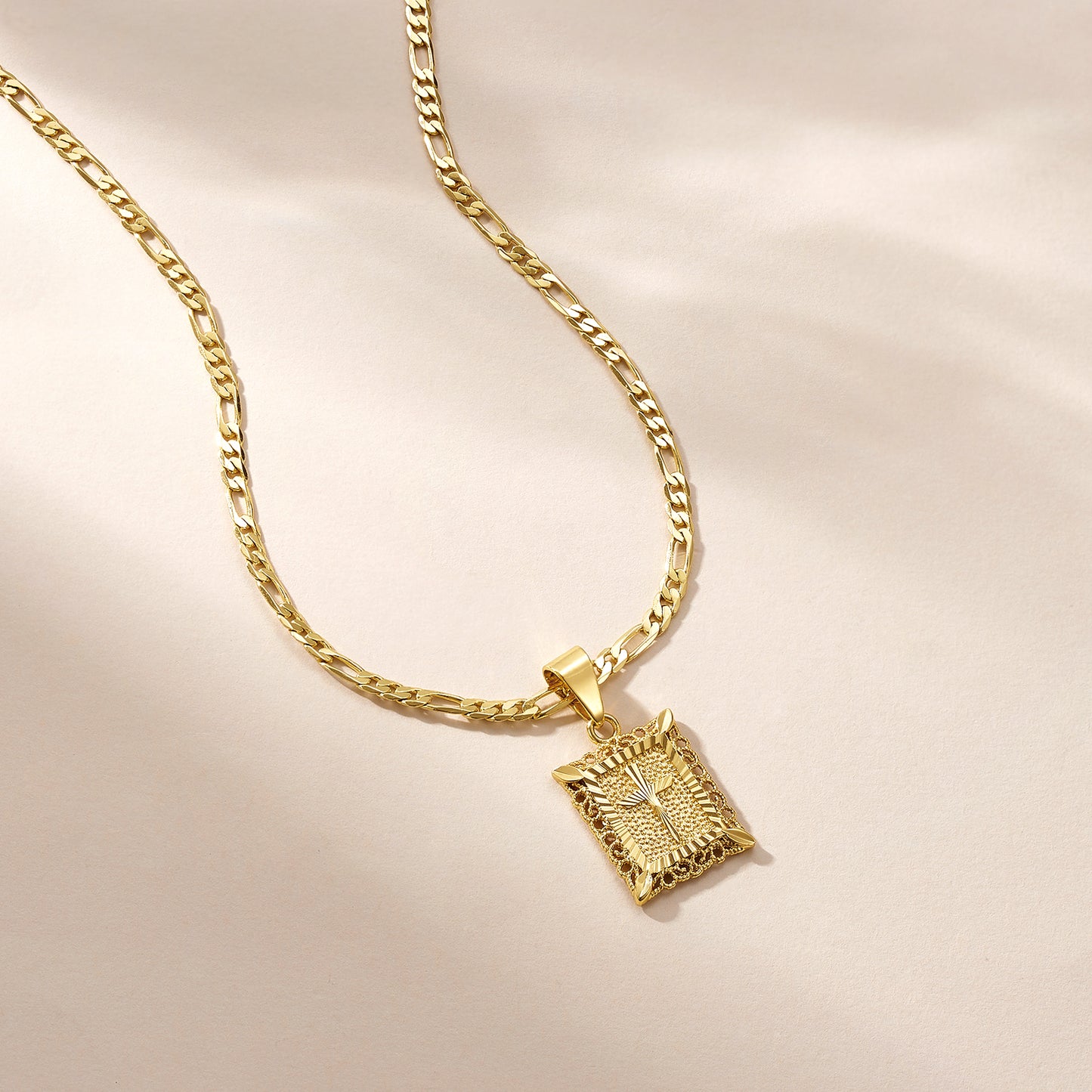 KissYan Cross Square Pendant Faith Christian Necklace