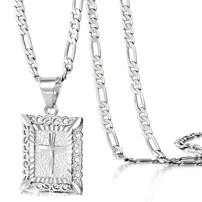 KissYan Cross Square Pendant Faith Christian Necklace