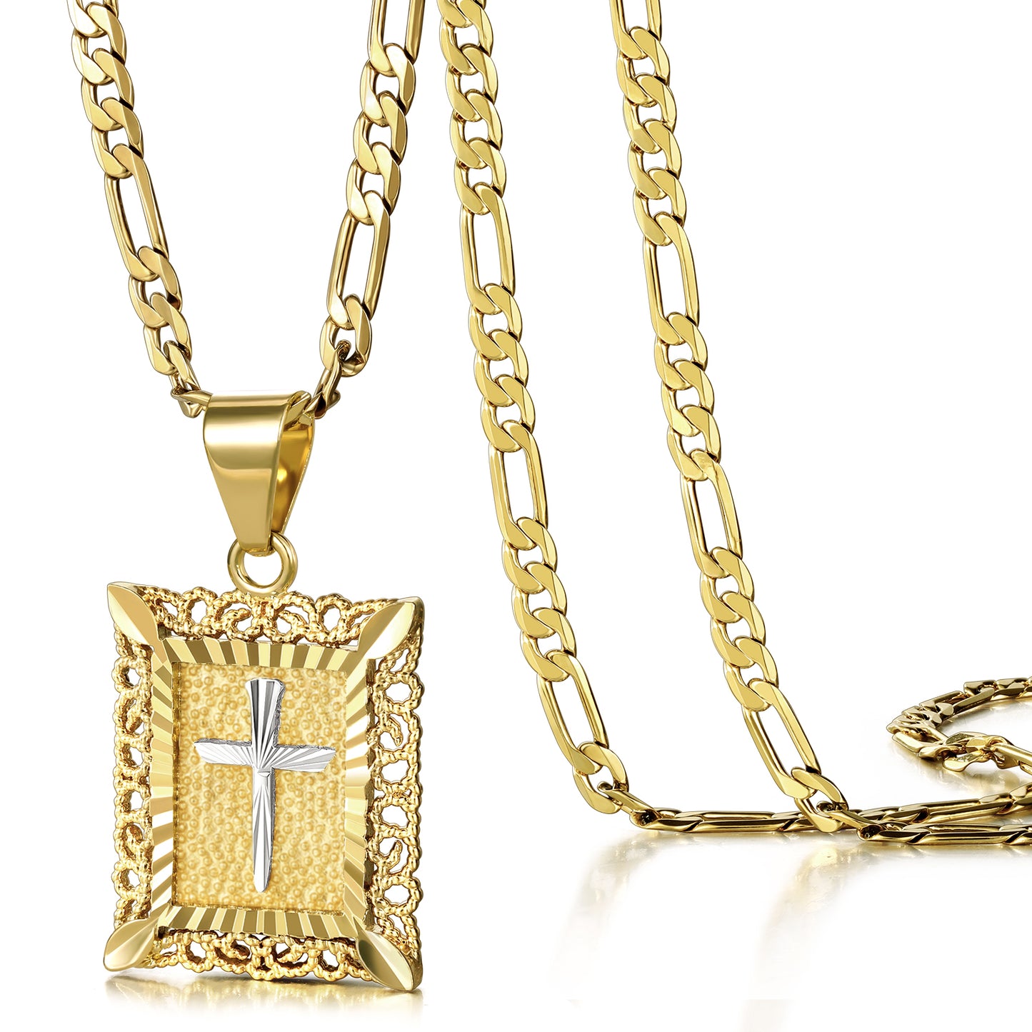 KissYan Cross Square Pendant Faith Christian Necklace