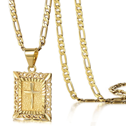 KissYan Cross Square Pendant Faith Christian Necklace