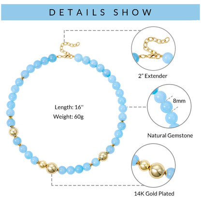 KissYan Necklaces Plated Natural Gemstones Beach Choker