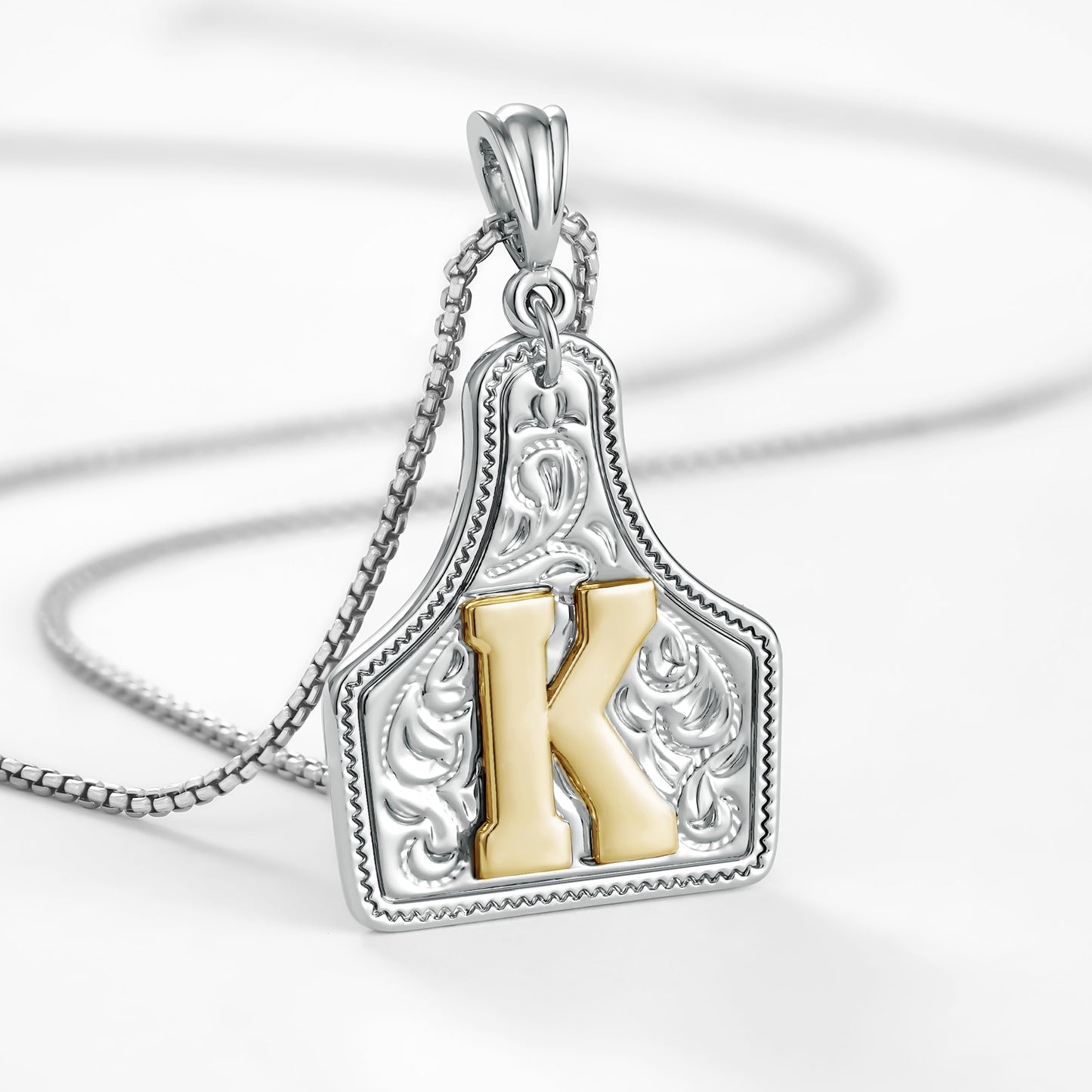 KISSYAN Letter Pendant CowTag Initial Necklace