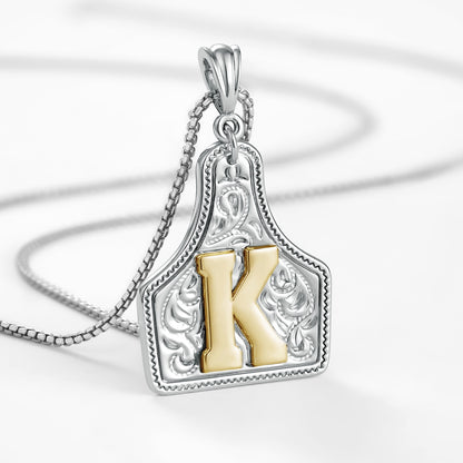 KISSYAN Letter Pendant CowTag Initial Necklace