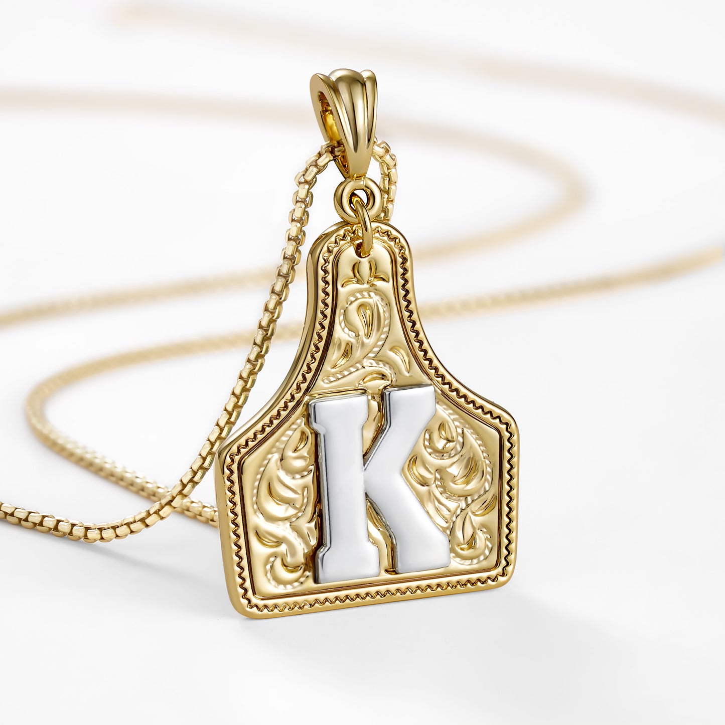 KISSYAN Letter Pendant CowTag Initial Necklace