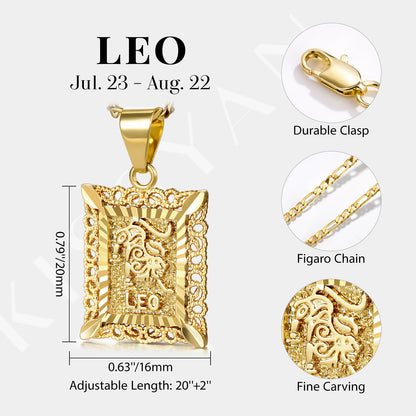 KissYan Zodiac Square Constellation Sign Pendant Necklace