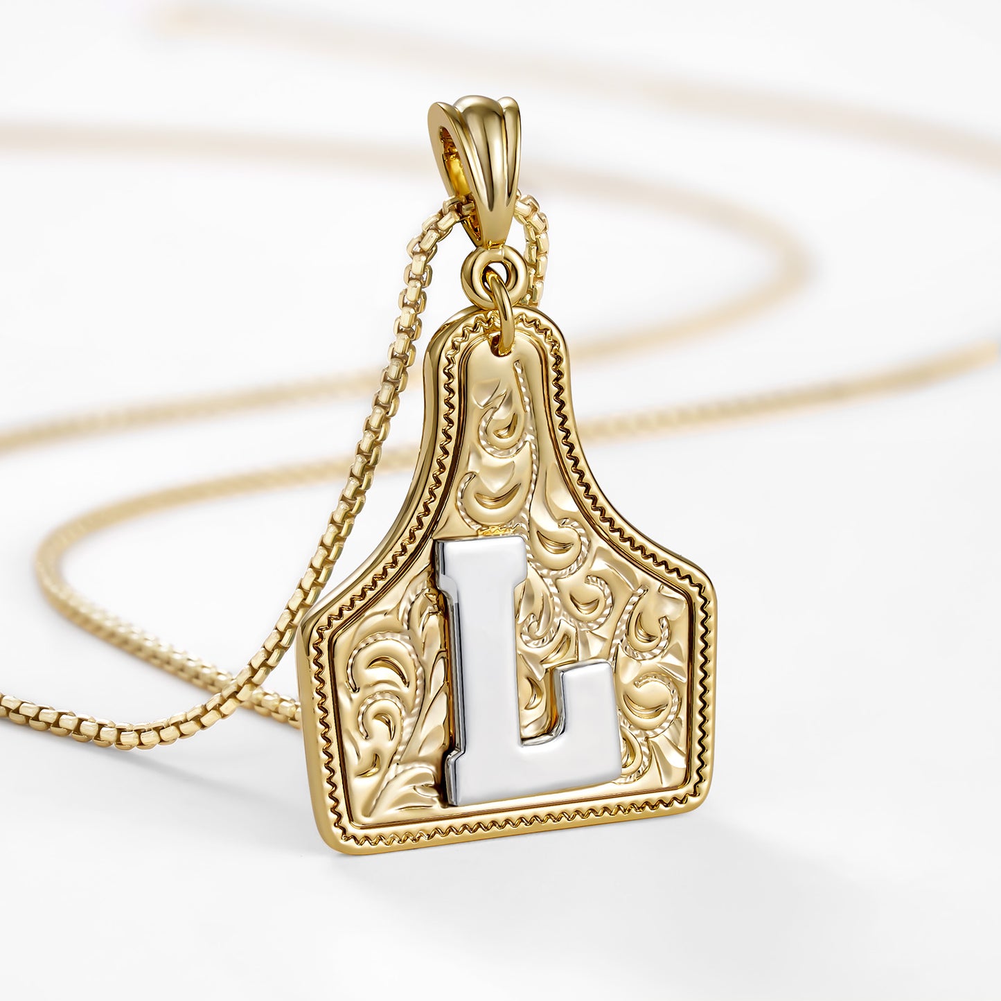 KISSYAN Letter Pendant CowTag Initial Necklace