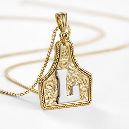 KISSYAN Letter Pendant CowTag Initial Necklace