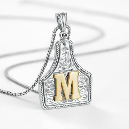 KISSYAN Letter Pendant CowTag Initial Necklace