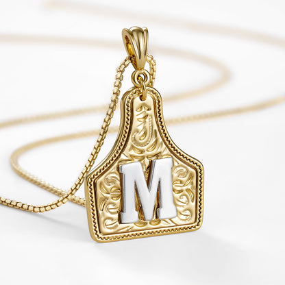 KISSYAN Letter Pendant CowTag Initial Necklace