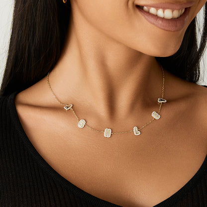 Letter Bubble Name Necklace in Sterling Silver