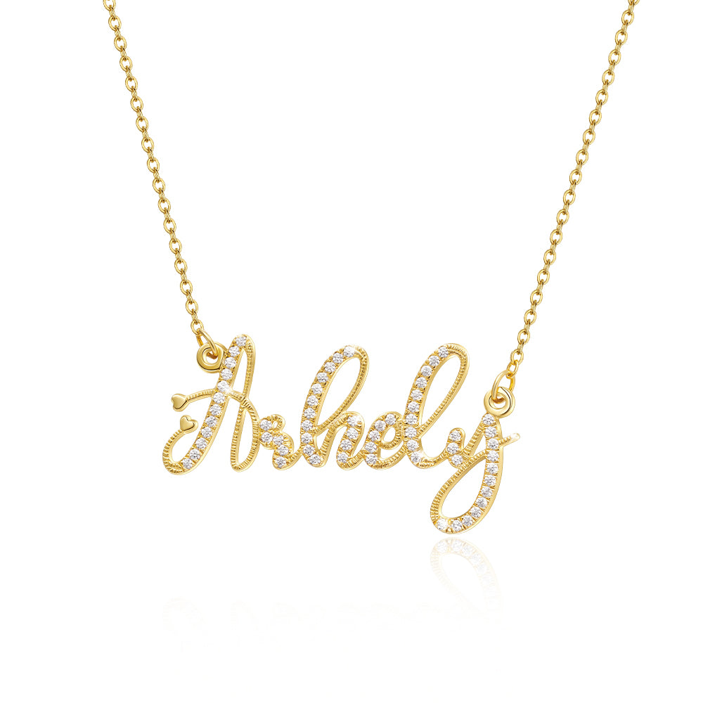 Sterling Silver Shining Name Necklace With Heart
