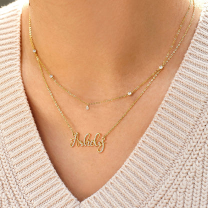 Sterling Silver Shining Name Necklace With Heart