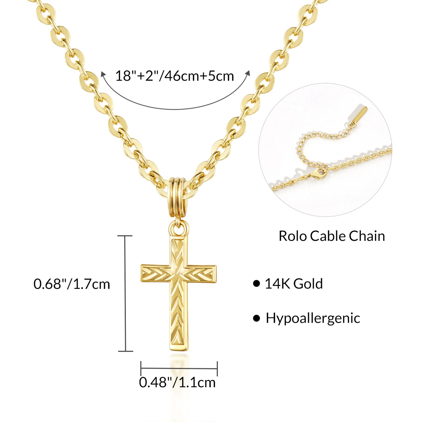 KissYan 14K Gold Plated Layered Cross Faith Necklace