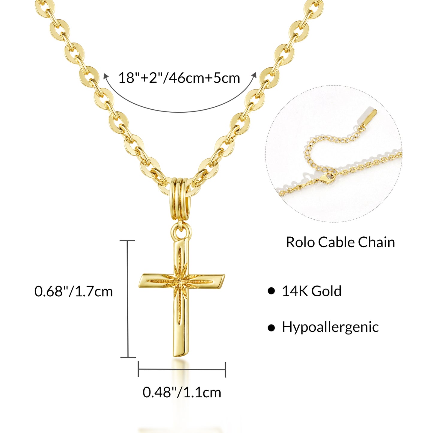 KissYan 14K Gold Plated Layered Cross Faith Necklace