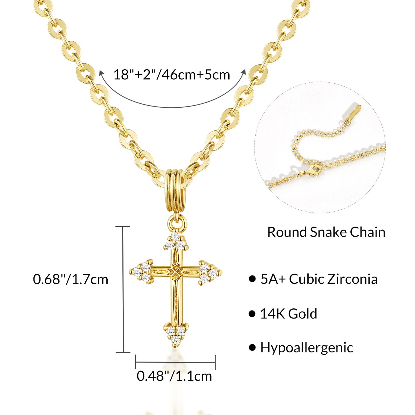 KissYan 14K Gold Plated Layered Cross Faith Necklace