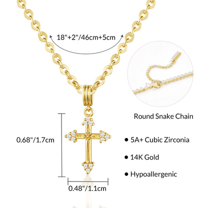 KissYan 14K Gold Plated Layered Cross Faith Necklace