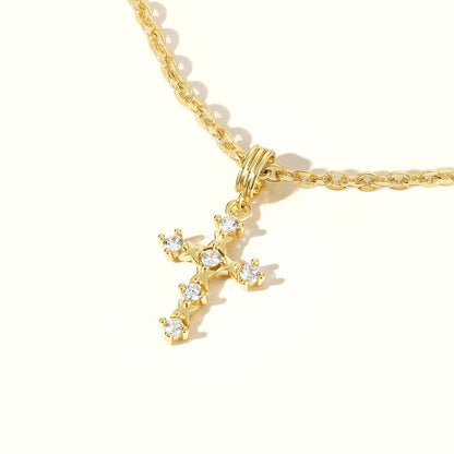 KissYan 14K Gold Plated Layered Cross Faith Necklace