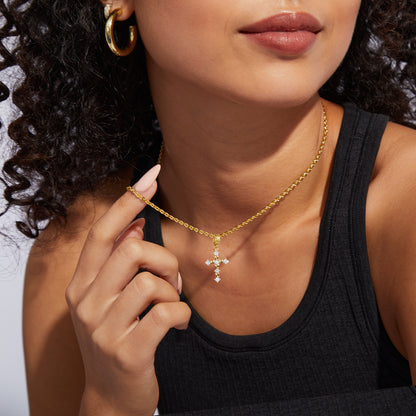 KissYan 14K Gold Plated Layered Cross Faith Necklace