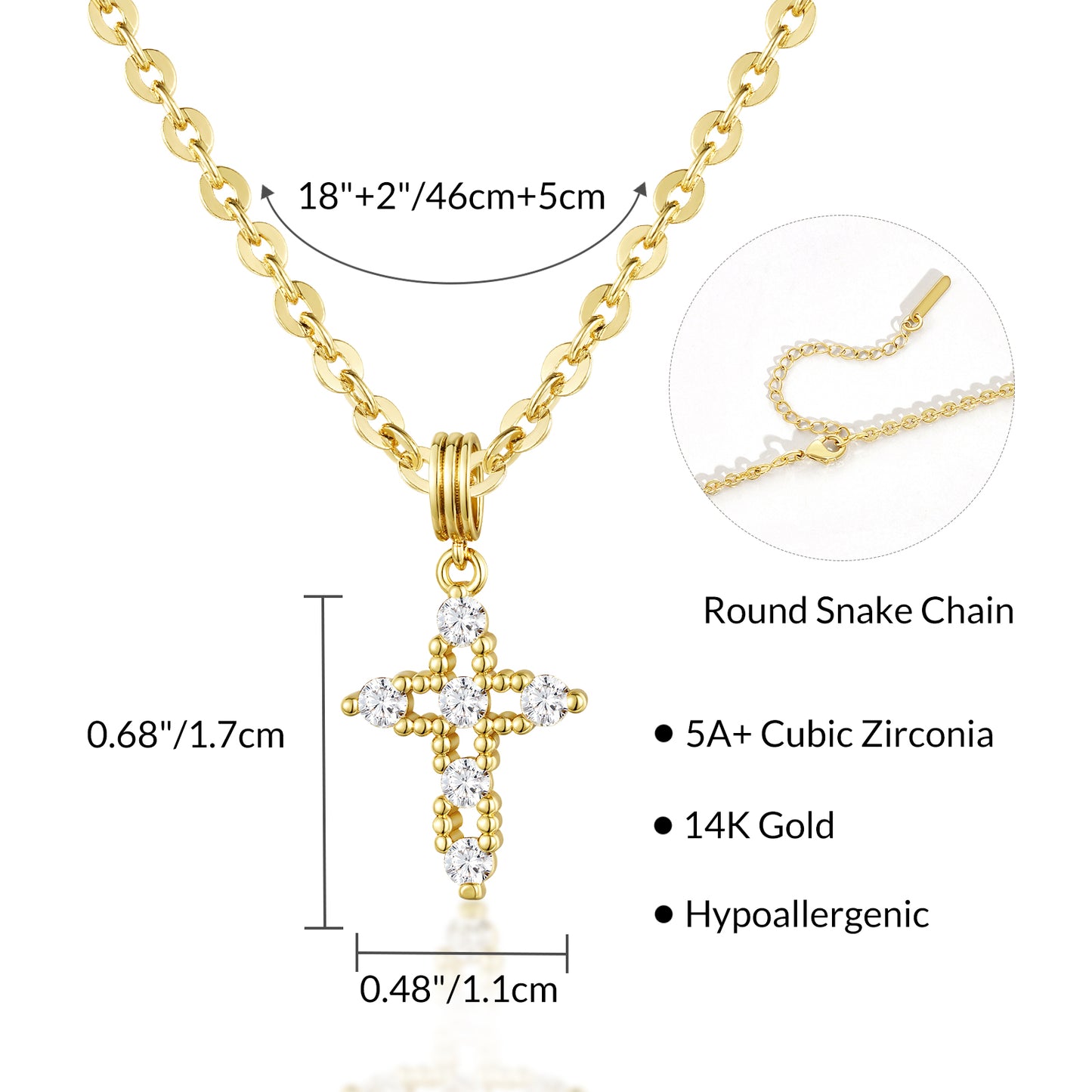 KissYan 14K Gold Plated Layered Cross Faith Necklace