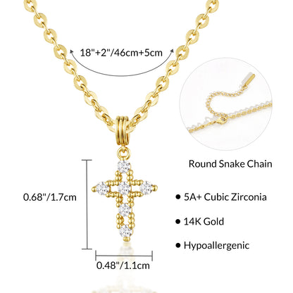 KissYan 14K Gold Plated Layered Cross Faith Necklace