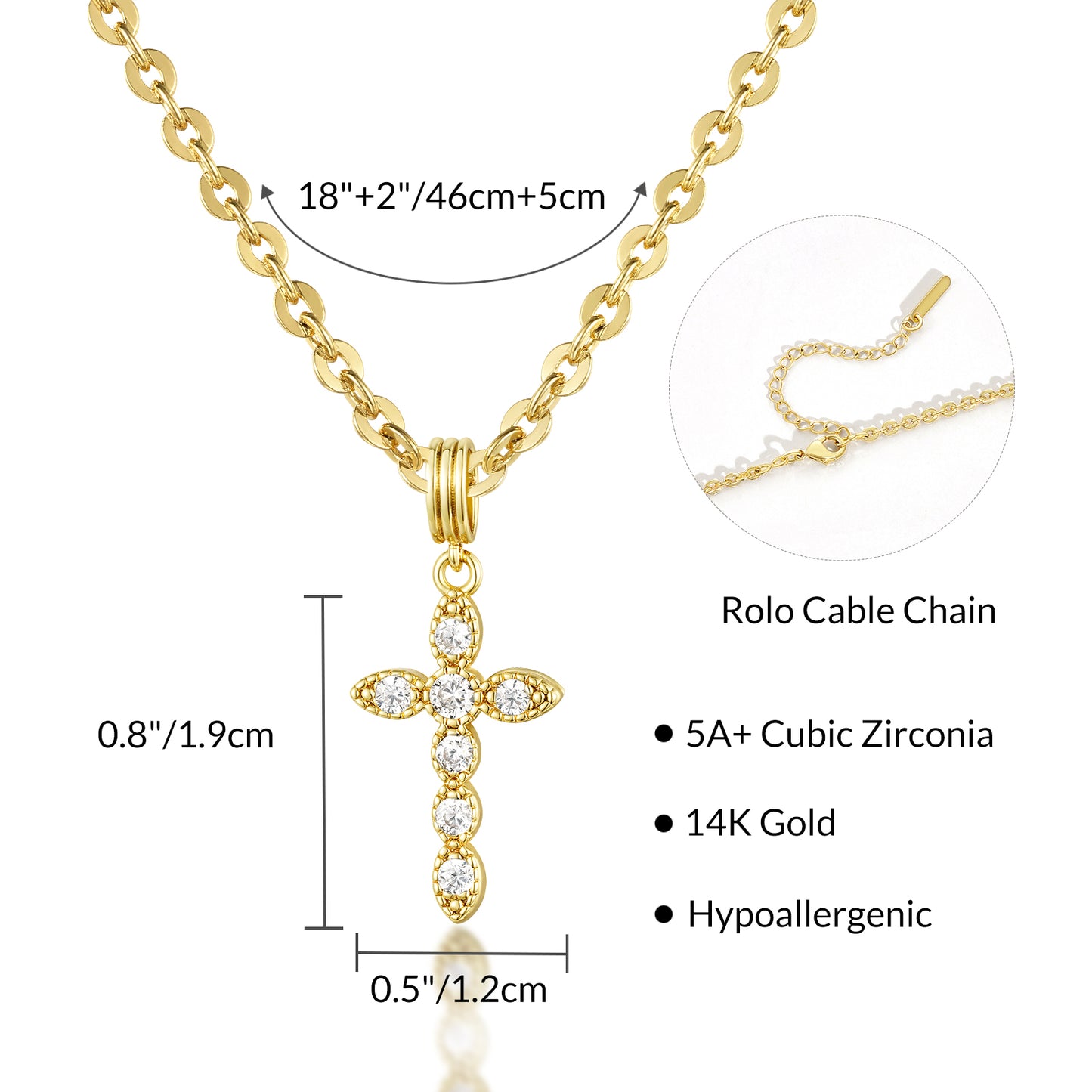 KissYan 14K Gold Plated Layered Cross Faith Necklace