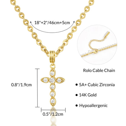 KissYan 14K Gold Plated Layered Cross Faith Necklace