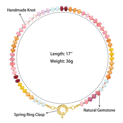 KissYan Beaded Gemstone Necklace Colorful Boho Bead Choker