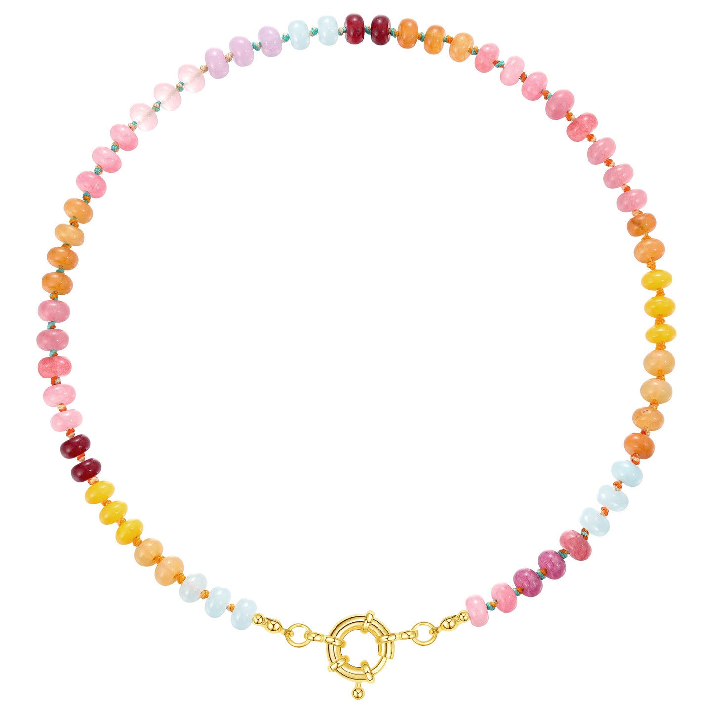 KissYan Beaded Gemstone Necklace Colorful Boho Bead Choker