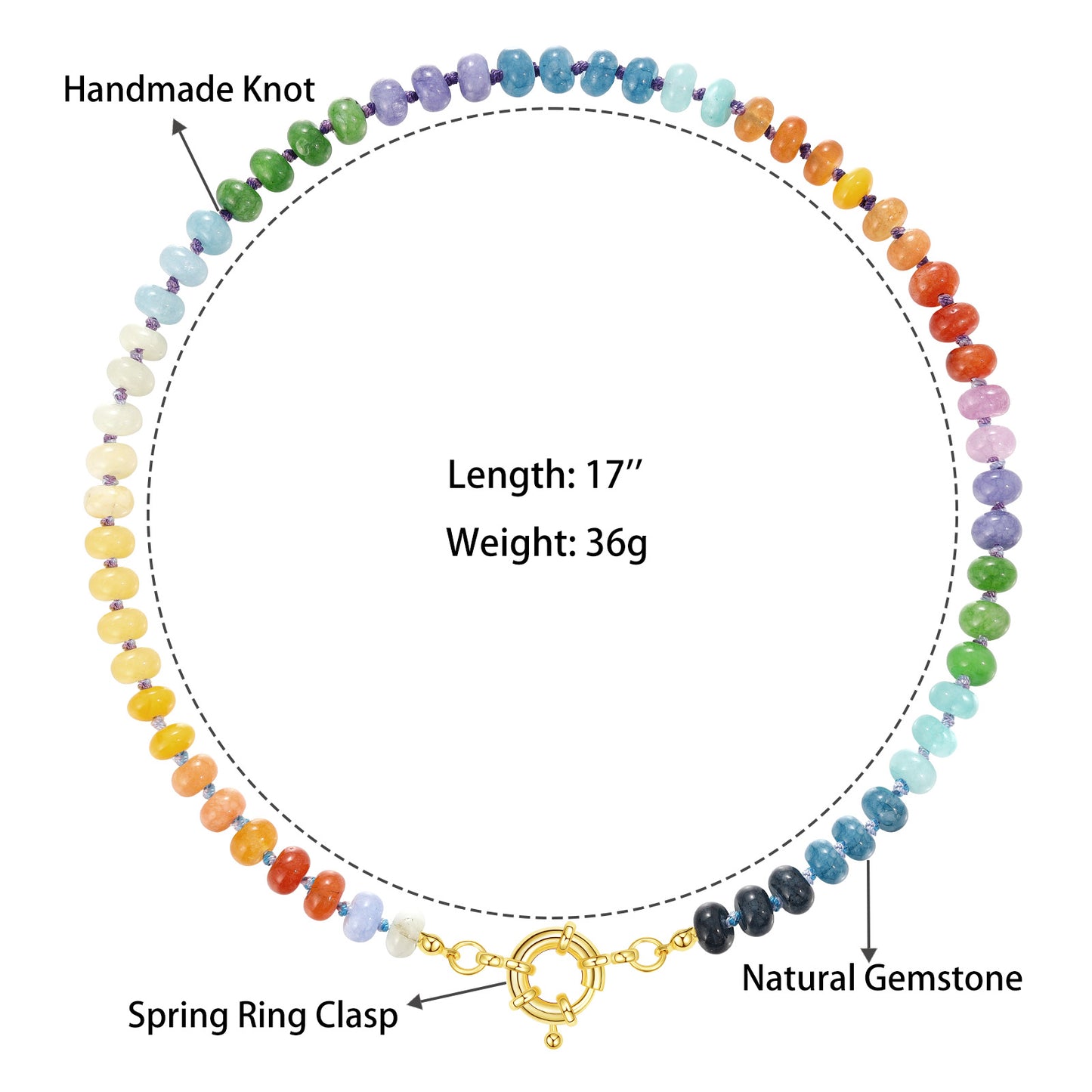 KissYan Beaded Gemstone Necklace Colorful Boho Bead Choker