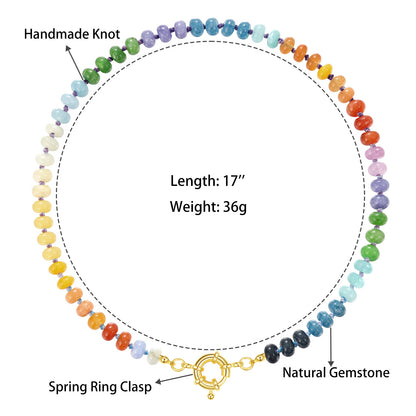 KissYan Beaded Gemstone Necklace Colorful Boho Bead Choker