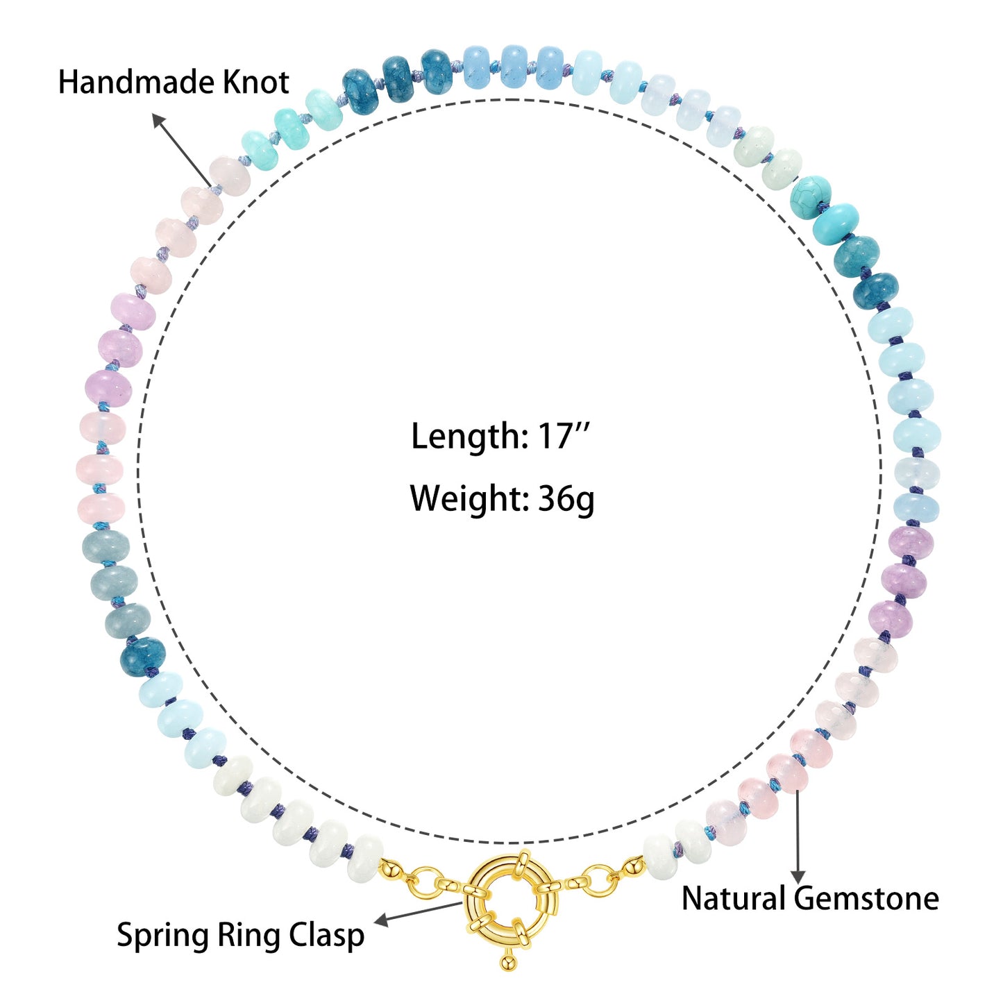 KissYan Beaded Gemstone Necklace Colorful Boho Bead Choker