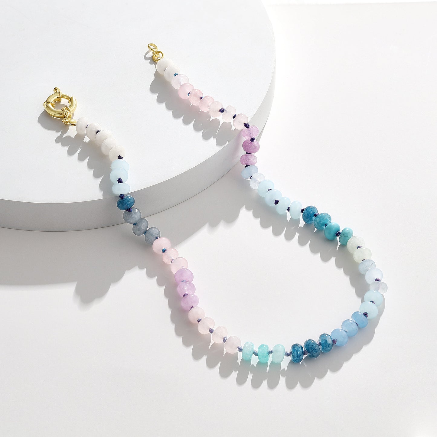 KissYan Beaded Gemstone Necklace Colorful Boho Bead Choker