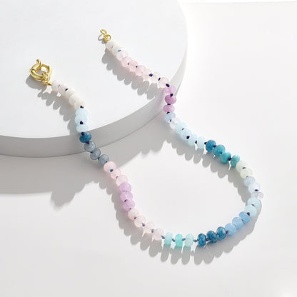 KissYan Beaded Gemstone Necklace Colorful Boho Bead Choker