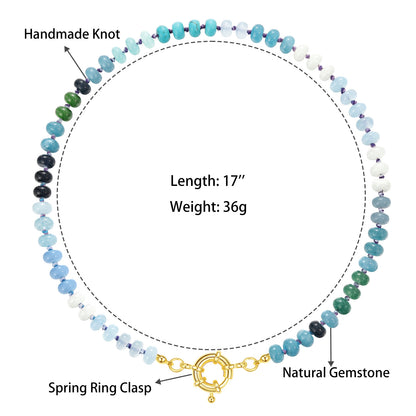 KissYan Beaded Gemstone Necklace Colorful Boho Bead Choker