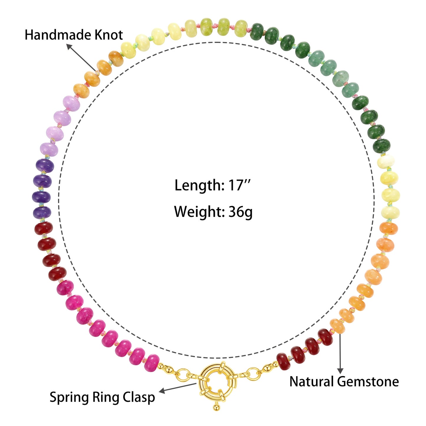 KissYan Beaded Gemstone Necklace Colorful Boho Bead Choker