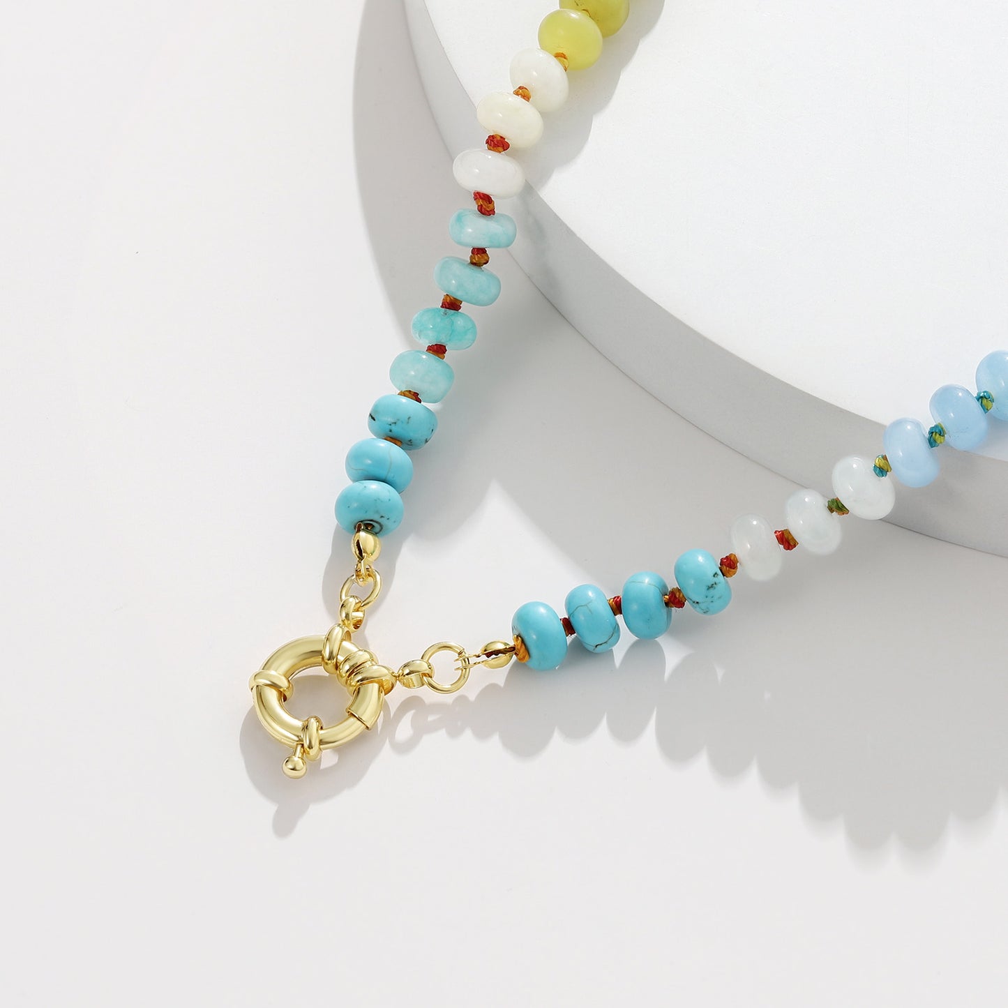 KissYan Beaded Gemstone Necklace Colorful Boho Bead Choker