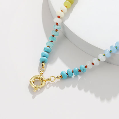 KissYan Beaded Gemstone Necklace Colorful Boho Bead Choker