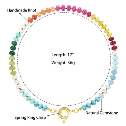 KissYan Beaded Gemstone Necklace Colorful Boho Bead Choker