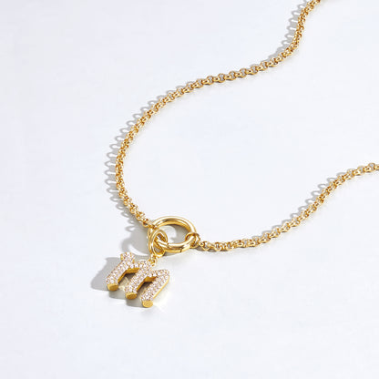 KissYan Plated Initial Letter Pendant Box Chain Necklace