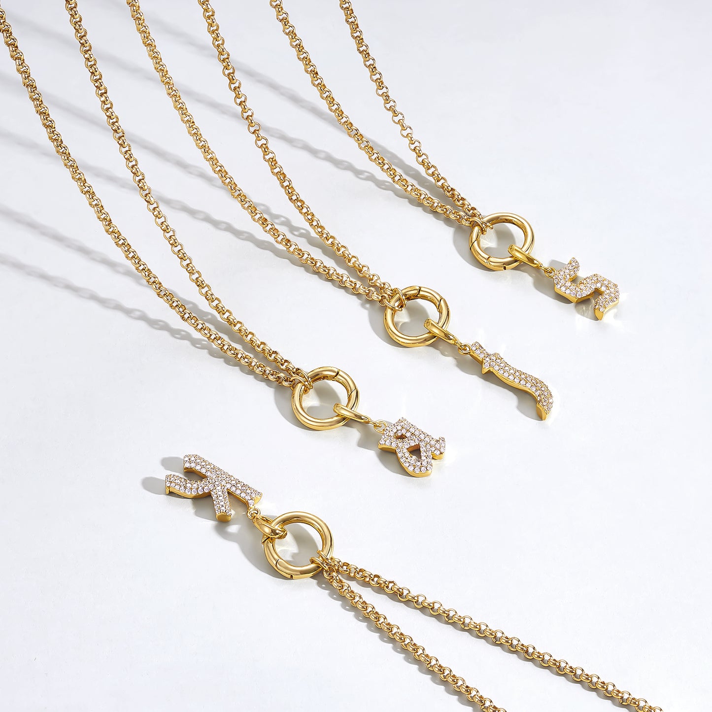 KissYan Plated Initial Letter Pendant Box Chain Necklace