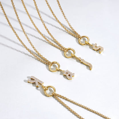 KissYan Plated Initial Letter Pendant Box Chain Necklace